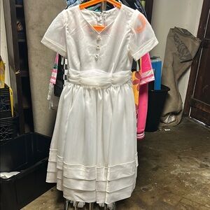 Elegant White Dress with Pearl Buttons